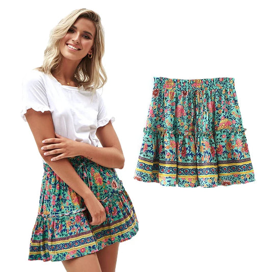 High Waist Ruffled Floral Skirt