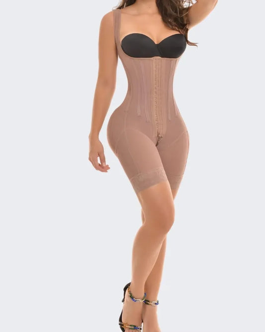 High Compression Waist Trainer Bodysuit - BBL Shaper with Tummy Control & Lace Corset