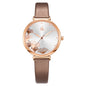 Women's Ginkgo Leaf Quartz Watch - Stainless Steel Mesh Bracelet