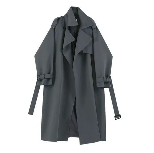 British Style Trench Coat - Mid-Length High Waist Windbreaker