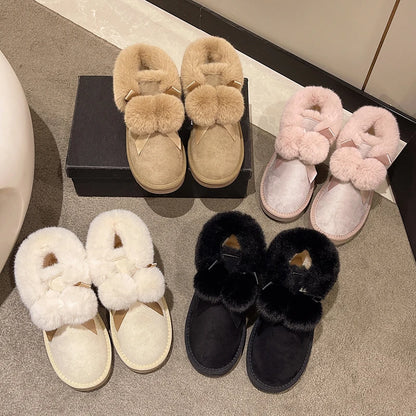 Winter Slipper Boots - Suede Leather with Natural Fur Lining