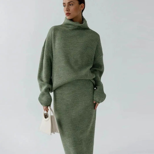 Turtleneck Sweater & Slim Skirt