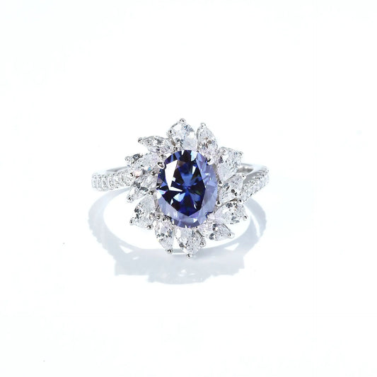 Moissanite Ring - 2ct Blue S925 Silver Luxury Statement Ring