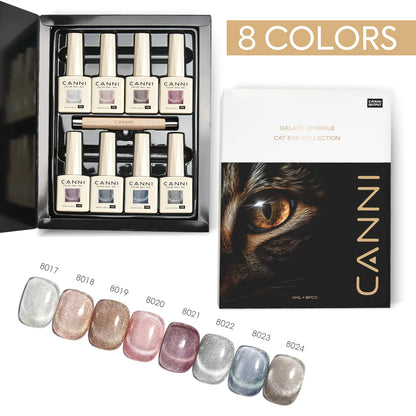 Cat Eye Gel Polish Set - 8 HEMA-Free UV Gel Colors for Magnetic Nail Art
