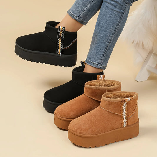 Winter Snow Slippers - Warm Plush Lined Bohemian Style Thick Sole Boots
