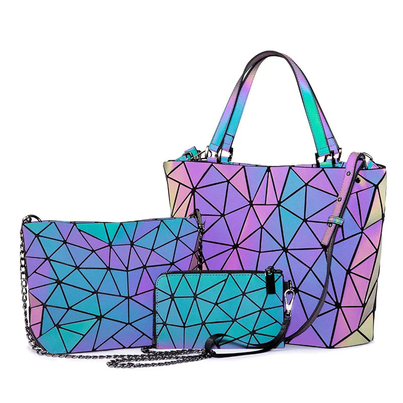 Holographic Reflective Handbag Set