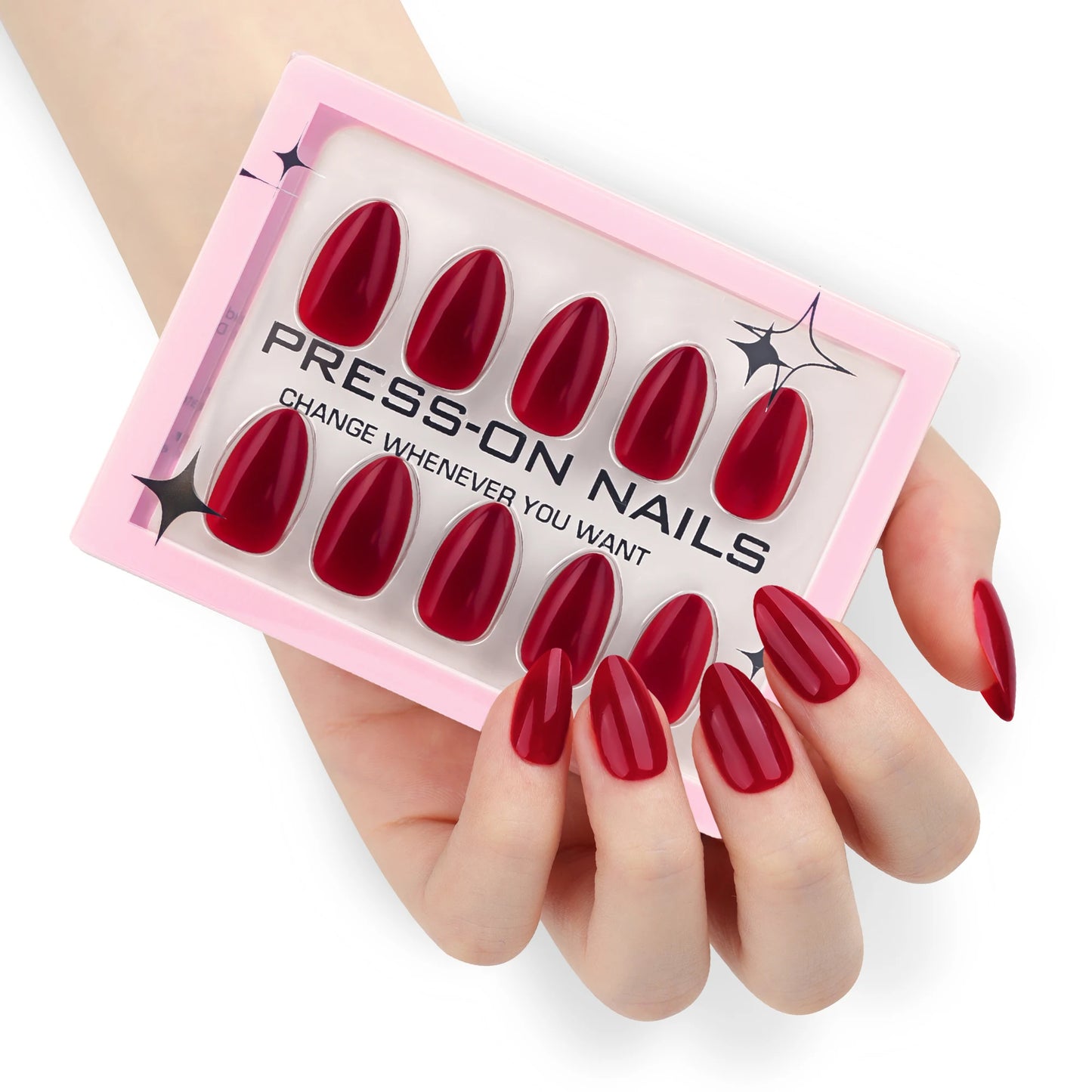 French Pink Almond Press-On Nails - Soft Gel Short Length (30 Pieces)
