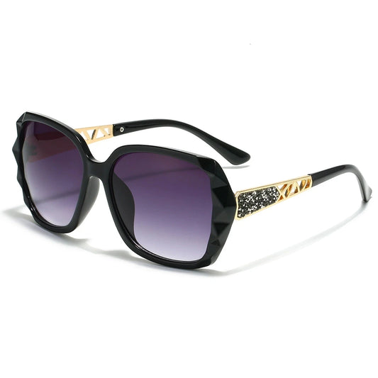 Diamond Studded Polarized Sunglasses - UV400 Large Frame Fashion Eyewear