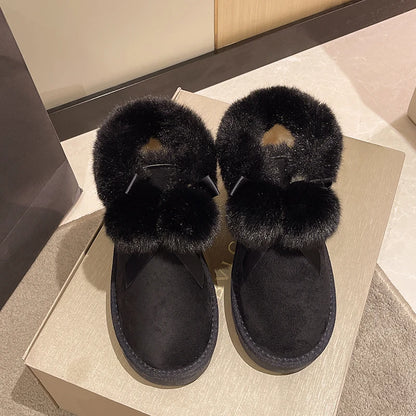 Winter Slipper Boots - Suede Leather with Natural Fur Lining