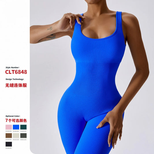 Seamless Yoga Jumpsuit Backless Workout Romper
