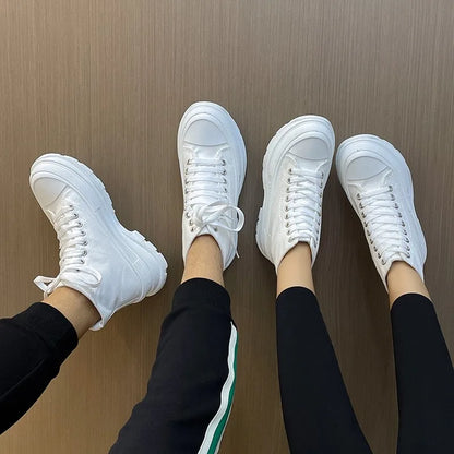 Women's Color Block Platform Sneakers - Cross Strap Casual Shoes