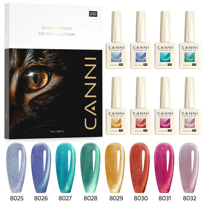 Cat Eye Gel Polish Set - 8 HEMA-Free UV Gel Colors for Magnetic Nail Art