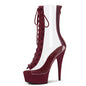 6 Inch Platform Clear Peep-Toe Ankle Boots - High Heel Exotic Dance Shoes