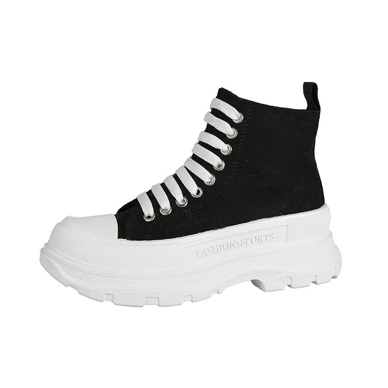 Women's Color Block Platform Sneakers - Cross Strap Casual Shoes