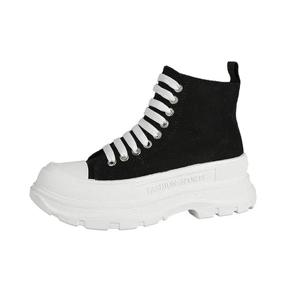 Women's Color Block Platform Sneakers - Cross Strap Casual Shoes