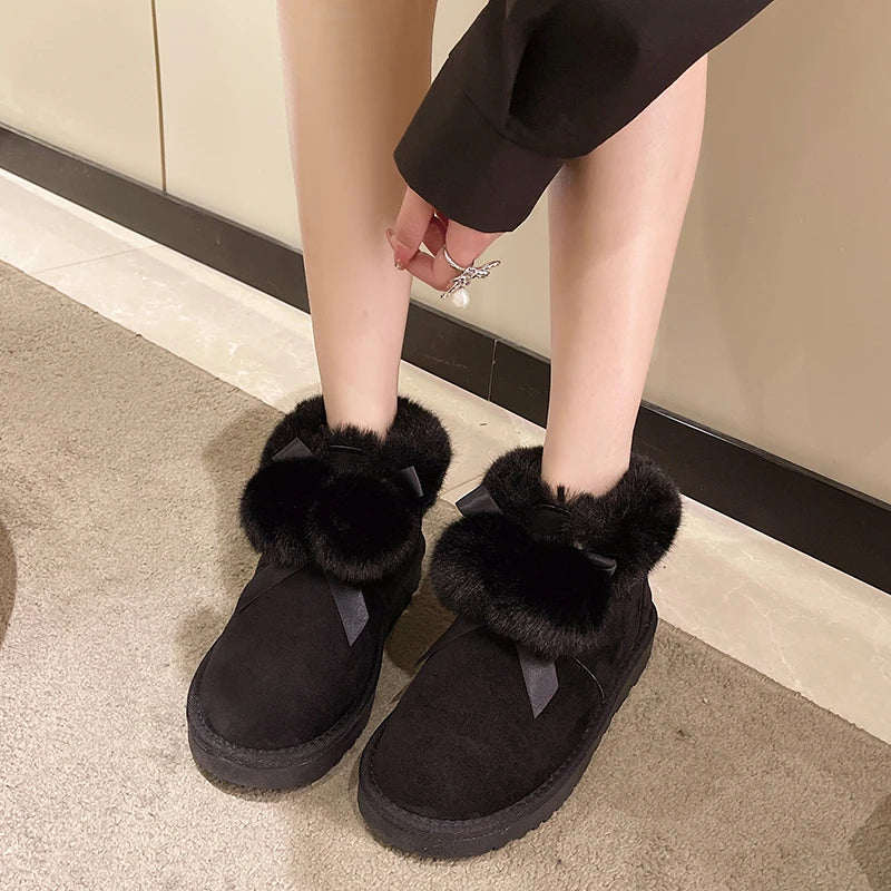Winter Slipper Boots - Suede Leather with Natural Fur Lining