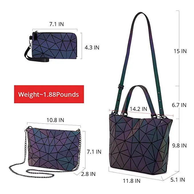 Holographic Reflective Handbag Set